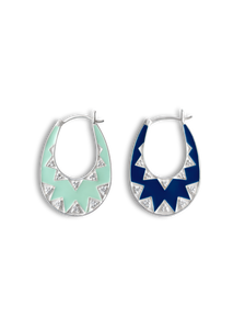 Navy & Mint Starly Silver Earrings