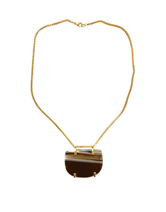 Black Banded Agate Gold Necklace