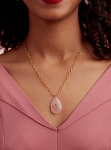 Rose Quartz and Amethyst Gold Necklace