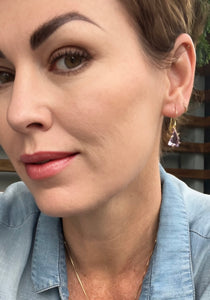 Amethyst Silver Angle Earrings