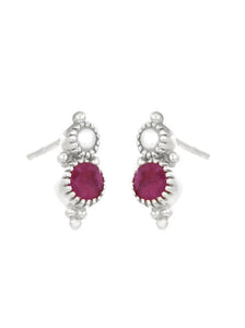Ruby & Pearl Silver Earrings