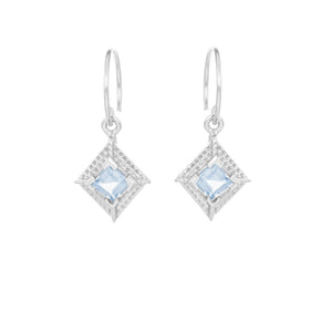 Blue Topaz Silver Diamond Drops