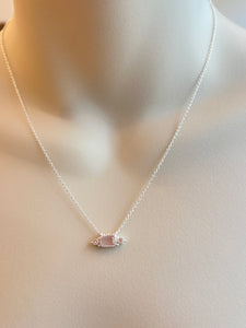 Rose Quartz Silver Amer Necklace