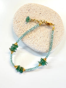 Green Amethyst & Jade Gold Bracelet