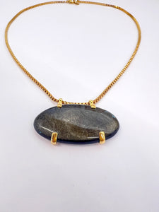 Obsidian Gold Box Necklace