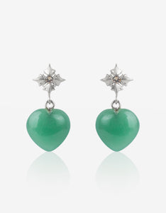Green Aventurine Silver Heart Earrings