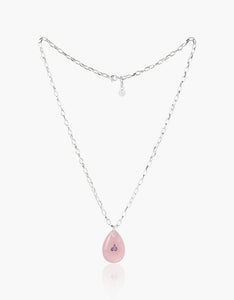 Rose Quartz and Amethyst Silver Necklace