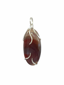 Grey Banded Agate Silver Amulet