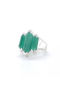 Green Onyx Knuckle Duster Silver Ring