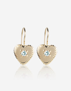 Aquamarine Gold Heart Earrings