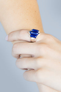 Lapis Knuckle Duster Silver Ring