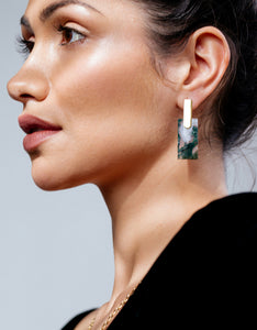 Moss Agate Silver Long Earrings | Exotic Gemstone Jewellery | Cathy Pope NZ