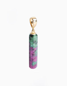 Ruby Zoisite Gold Column Amulet