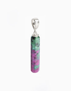 Ruby Zoisite Silver Column Amulet