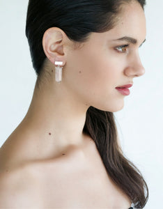 rose quartz earrings, earrings, drop earrings, art deco earrings
