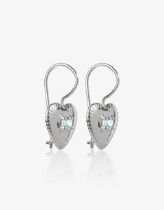 Aquamarine Silver Heart Earrings
