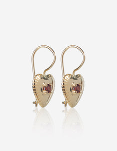 Garnet Gold Heart Earrings
