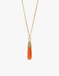 Carnelian Engraved Gold Necklace