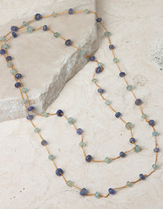 Aquamarine & Iolite Gold Necklace