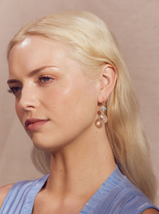 Blue Topaz and Rose Quartz Gold Earrings