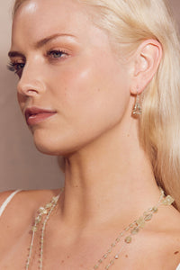 Green Amethyst Silver Angle Earrings