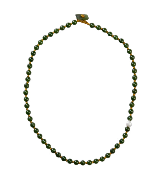 Jade & Pearl Gold Knotted Necklace