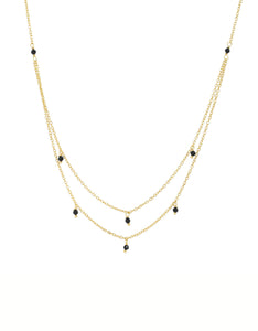 Onyx Chandalier Gold Necklace