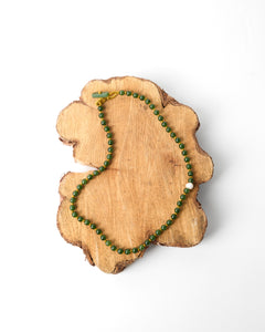 Jade & Pearl Gold Knotted Necklace