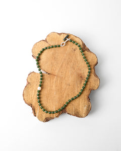 Jade & Pearl Silver Knotted Necklace