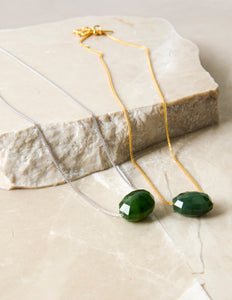 Dainty Green Jade Choker Silver