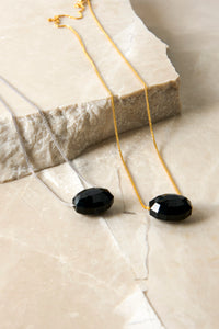 Dainty Black Jade Choker Silver