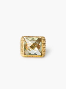 Green Amethyst Glimmer Gold Ring