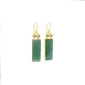 Green Aventurine Talisman Gold Earrings