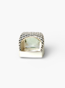 Green Amethyst Glimmer Silver Ring