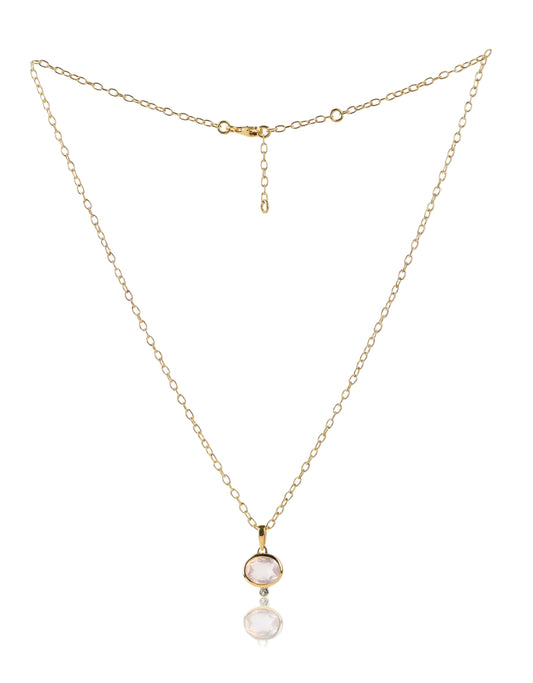 MODA Rose Quartz Gold Necklace