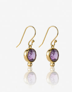 MODA Amethyst Drop Gold Earrings