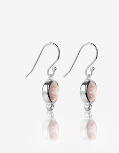 MODA Rose Quartz Drop Silver Earrings