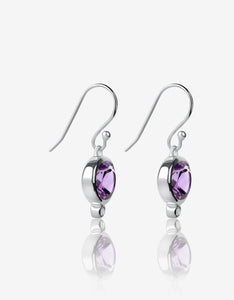 MODA Amethyst Drop Silver Earrings