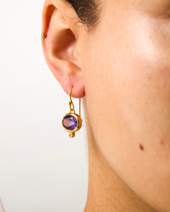 MODA Amethyst Drop Gold Earrings