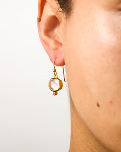 MODA Rose Quartz Drop Gold Earrings