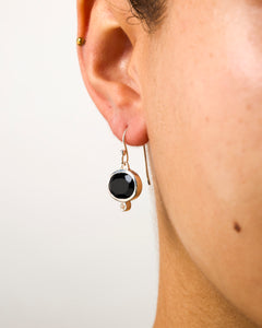 MODA Onyx Drop Gold Earrings