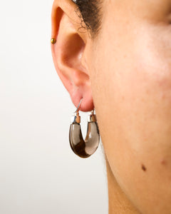 Smokey Quartz Silver Hoops