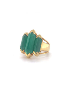 Green Onyx Knuckle Duster Gold Ring