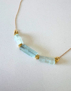 Raw Aquamarine Gold Triple Necklace Gold - 2