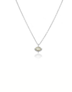 Clear Quartz Silver Oval Necklace