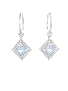 Blue Topaz Silver Diamond Drops