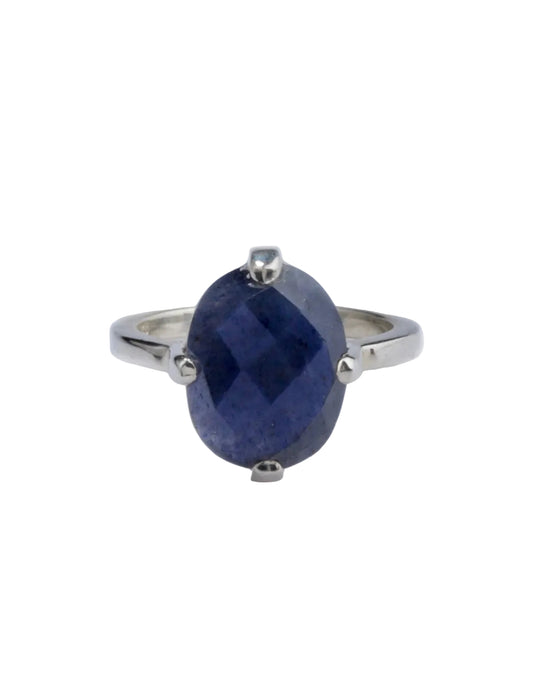Blue Adventurine Silver Oval Ring