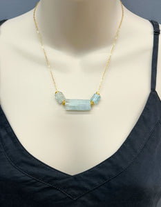 Raw Aquamarine Gold Triple Necklace Gold - 1