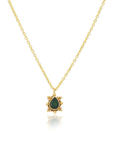 Green Hessonite Gold Teardrop Necklace
