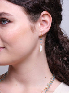 Aquamarine & Pearl Gold Earrings